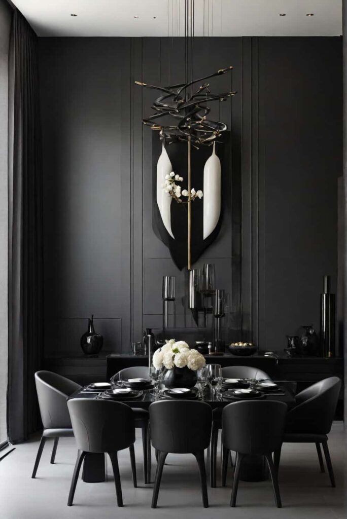 sleek and modern elegant dining room ideas in monochrome