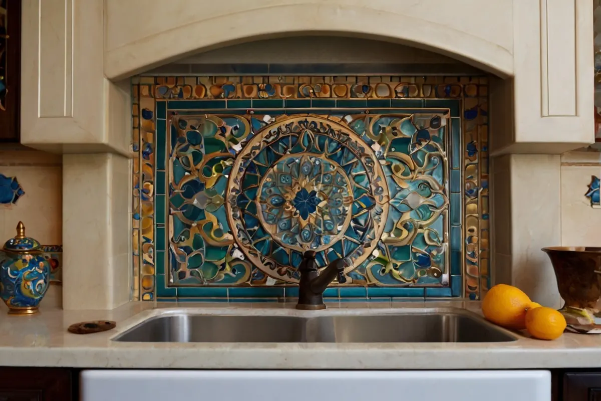 Arabian Style Backsplash for Kitchen Sink 0