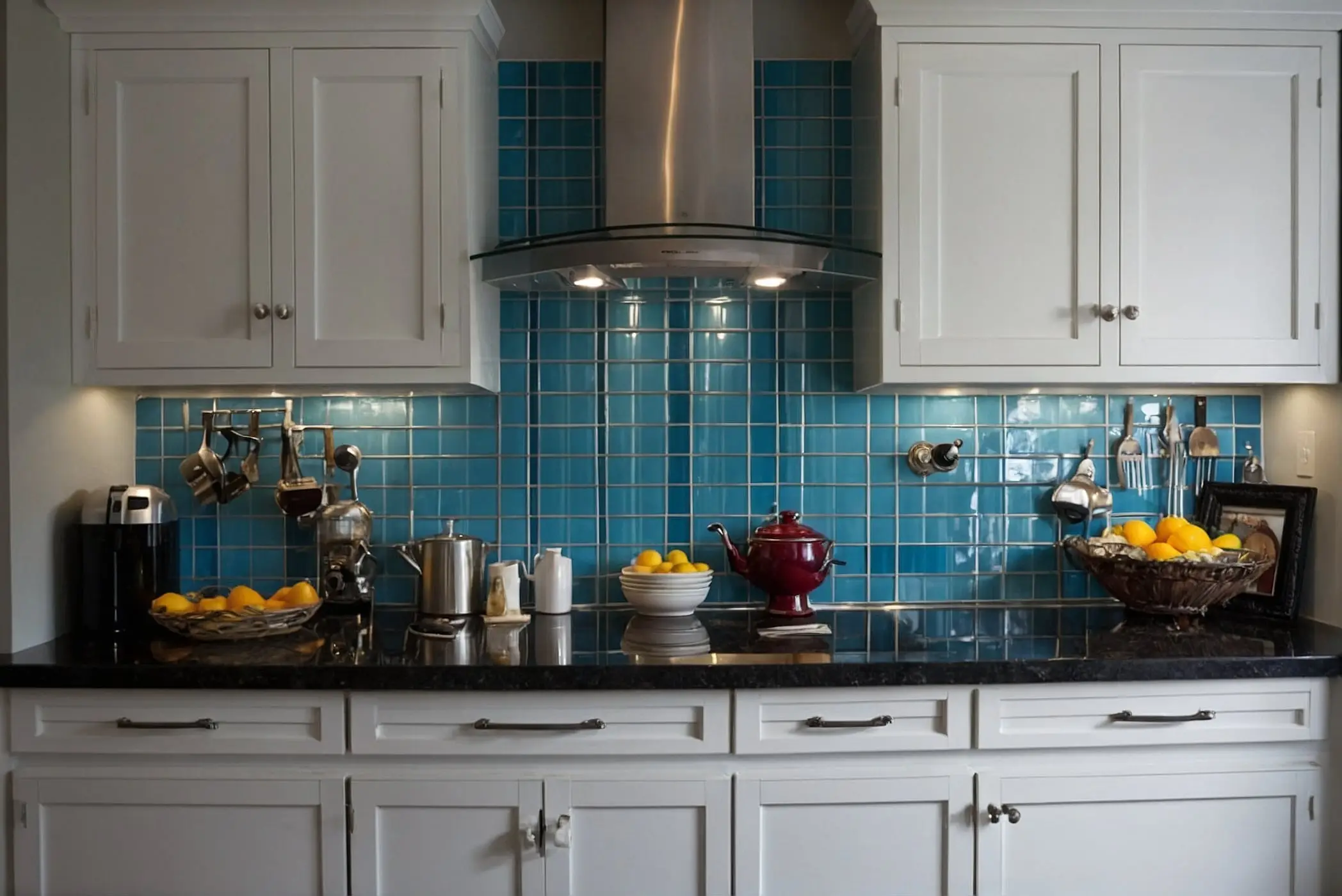 Backsplash ideas for Blue and White Kitchen Cabinets 3