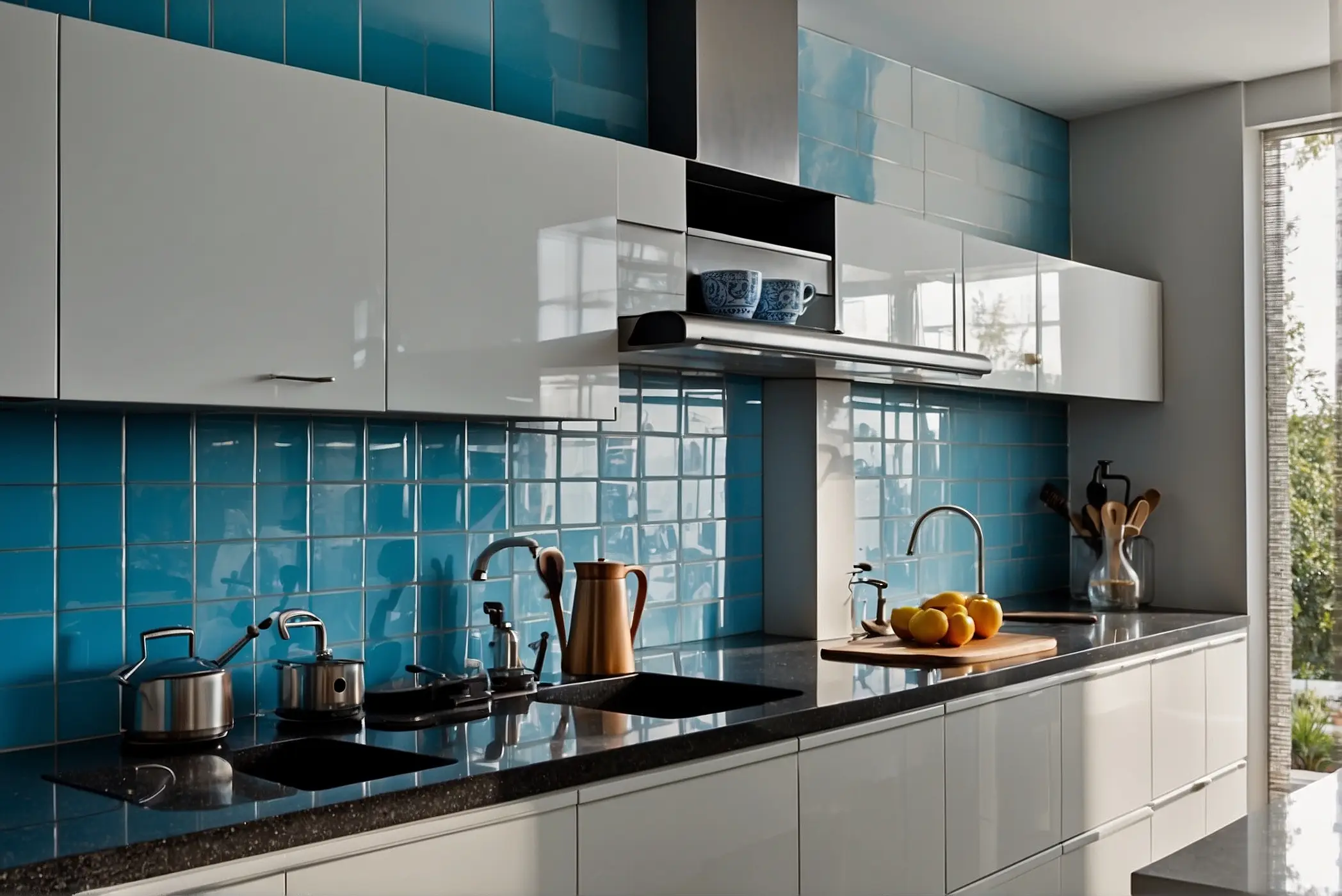 Backsplash ideas for Blue and White Kitchen Cabinets 5