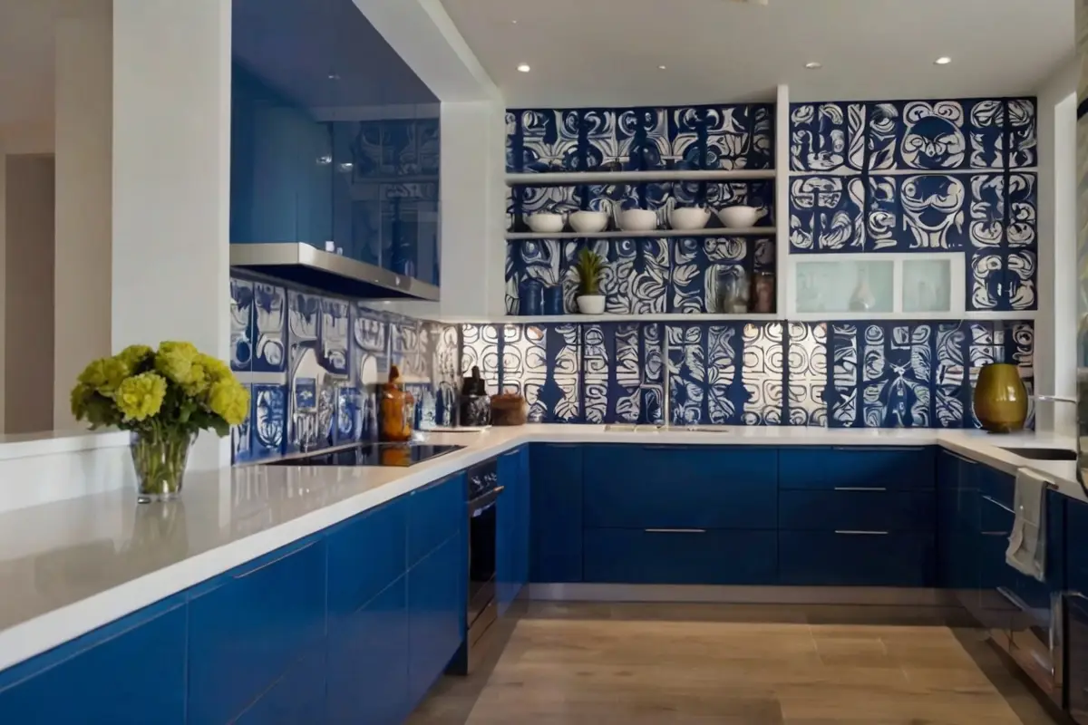 Beautiful Backsplash for Blue and White Kitchen Cabinets