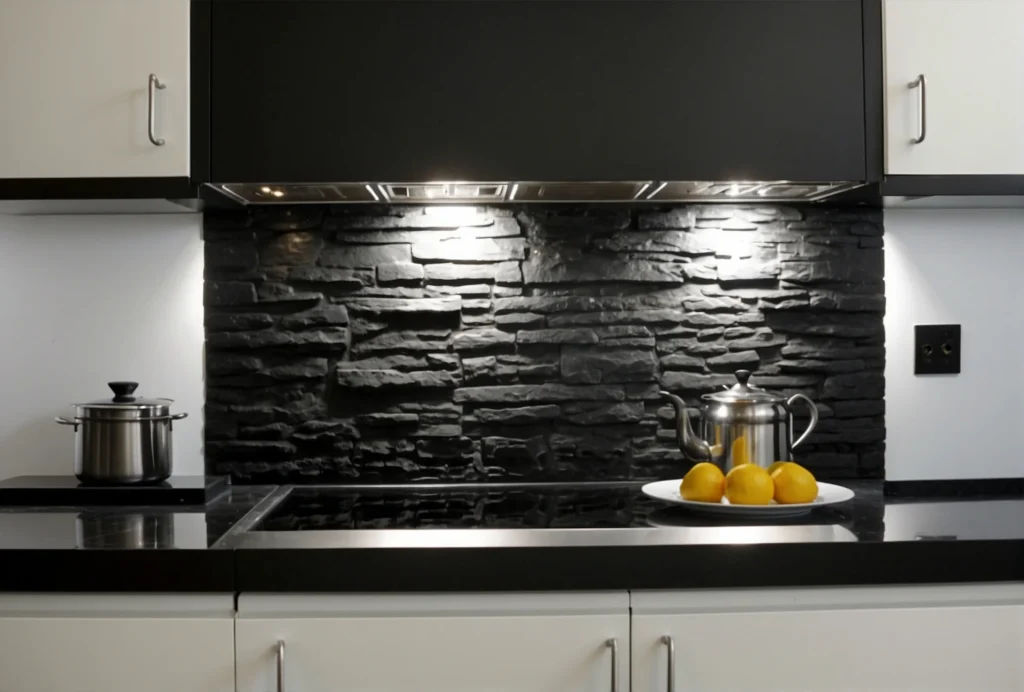 Black Natural Stone Best Backsplash Color For White Cabinets 3