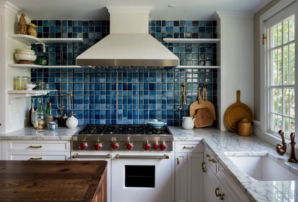 Blue Best Backsplash Color For White Cabinets 2