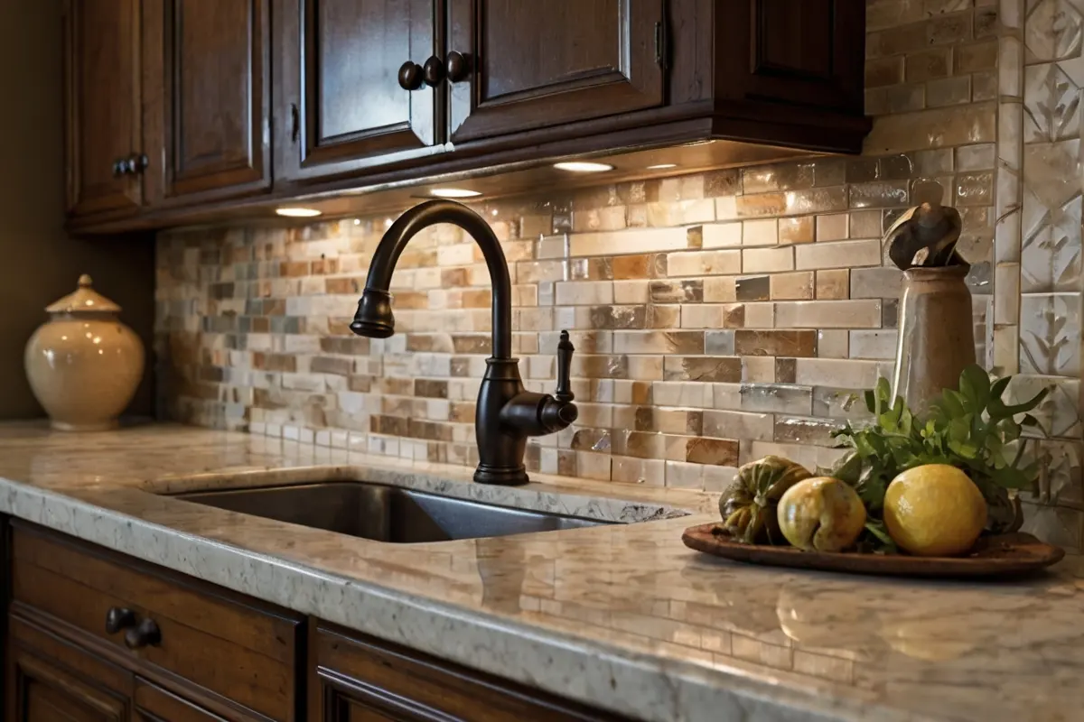 Classic Style Backsplash for Kitchen Sink 0