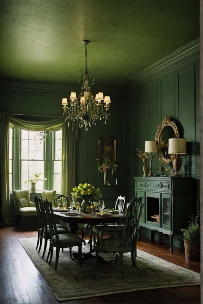 Dining Room Color Scheme Ideas in Mossy Greens Dance of Light and Shadow 1
