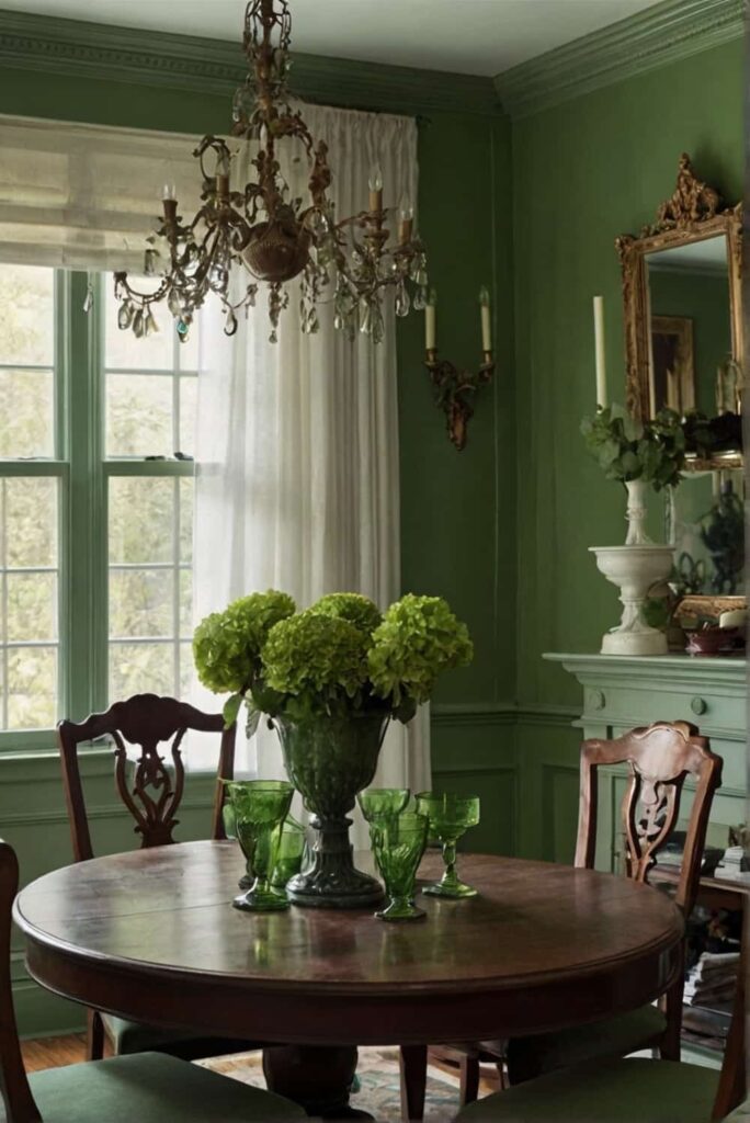 Dining Room Color Scheme Ideas in Mossy Greens Dance of Light and Shadow 2