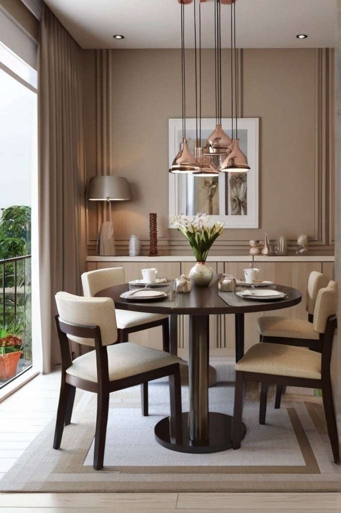 Dining Room Decor Ideas in Neutrals color scheme that create a calming atmosphere 1