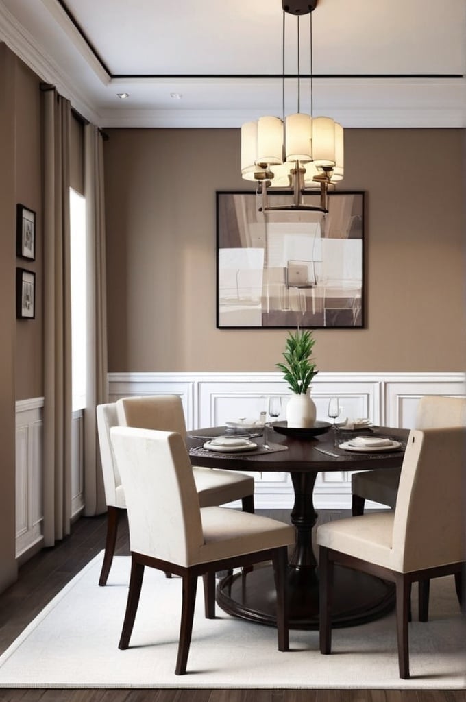 Dining Room Decor Ideas in Neutrals color scheme that create a calming atmosphere 2