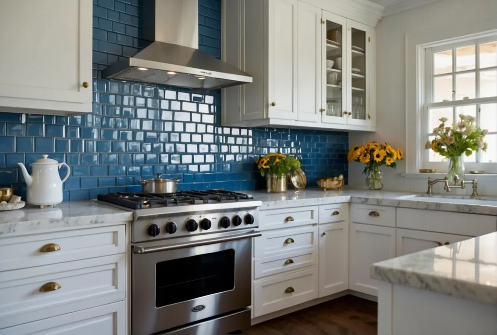 Fresh Blue Best Backsplash Color For White Cabinets