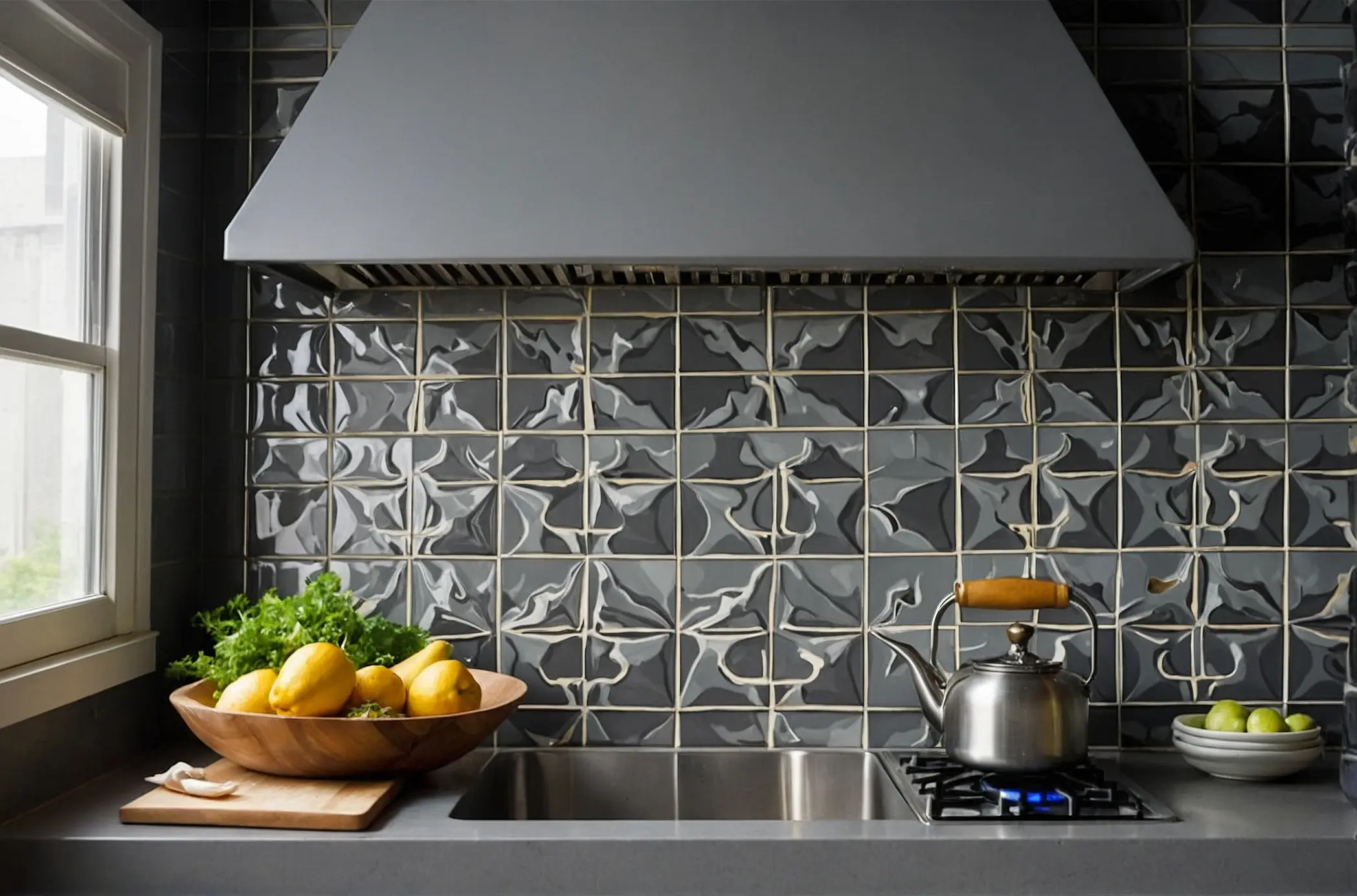 Geometric Patterns Subway Tiles Backsplash Ideas For Grey Cabinet 2