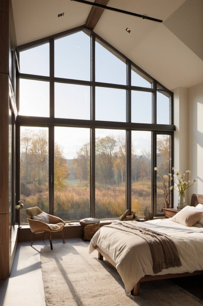 Goblin Core Bedroom Ideas with Large windows that let in the sunlight or soft 2