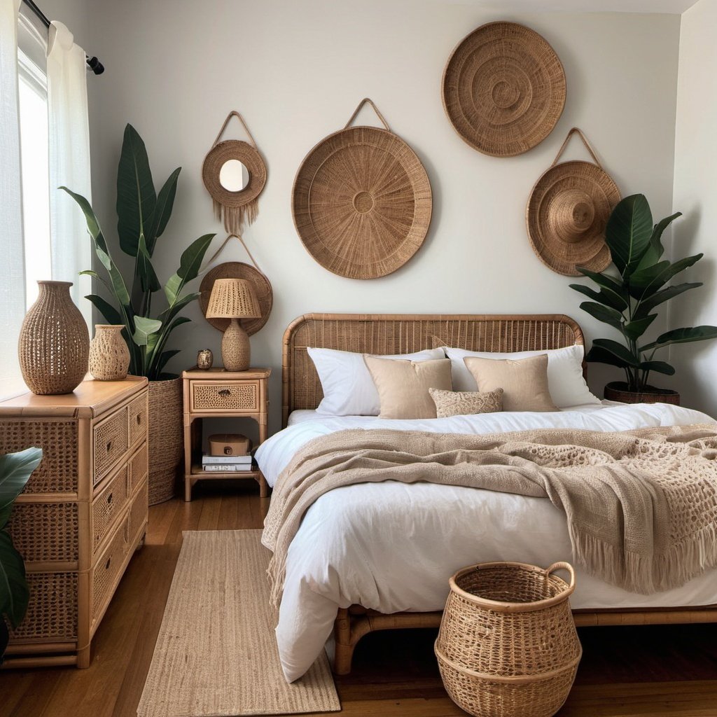 Goblin Core Bedroom Ideas with Rattan accents