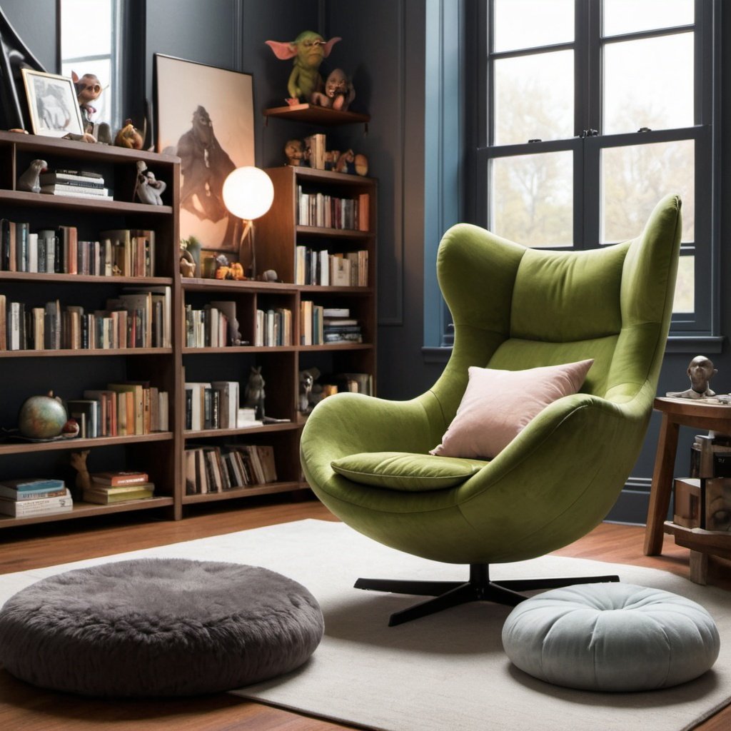 Goblin Core Bedroom Ideas with a plush reading chair 1