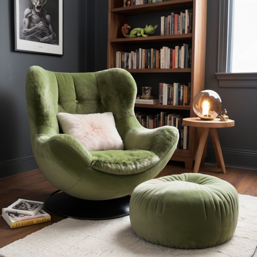 Goblin Core Bedroom Ideas with a plush reading chair 2
