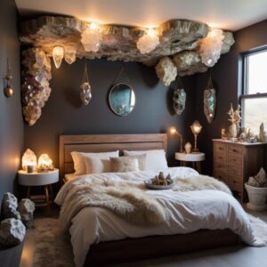 Goblin Core Bedroom Ideas with crystal clusters or geodes