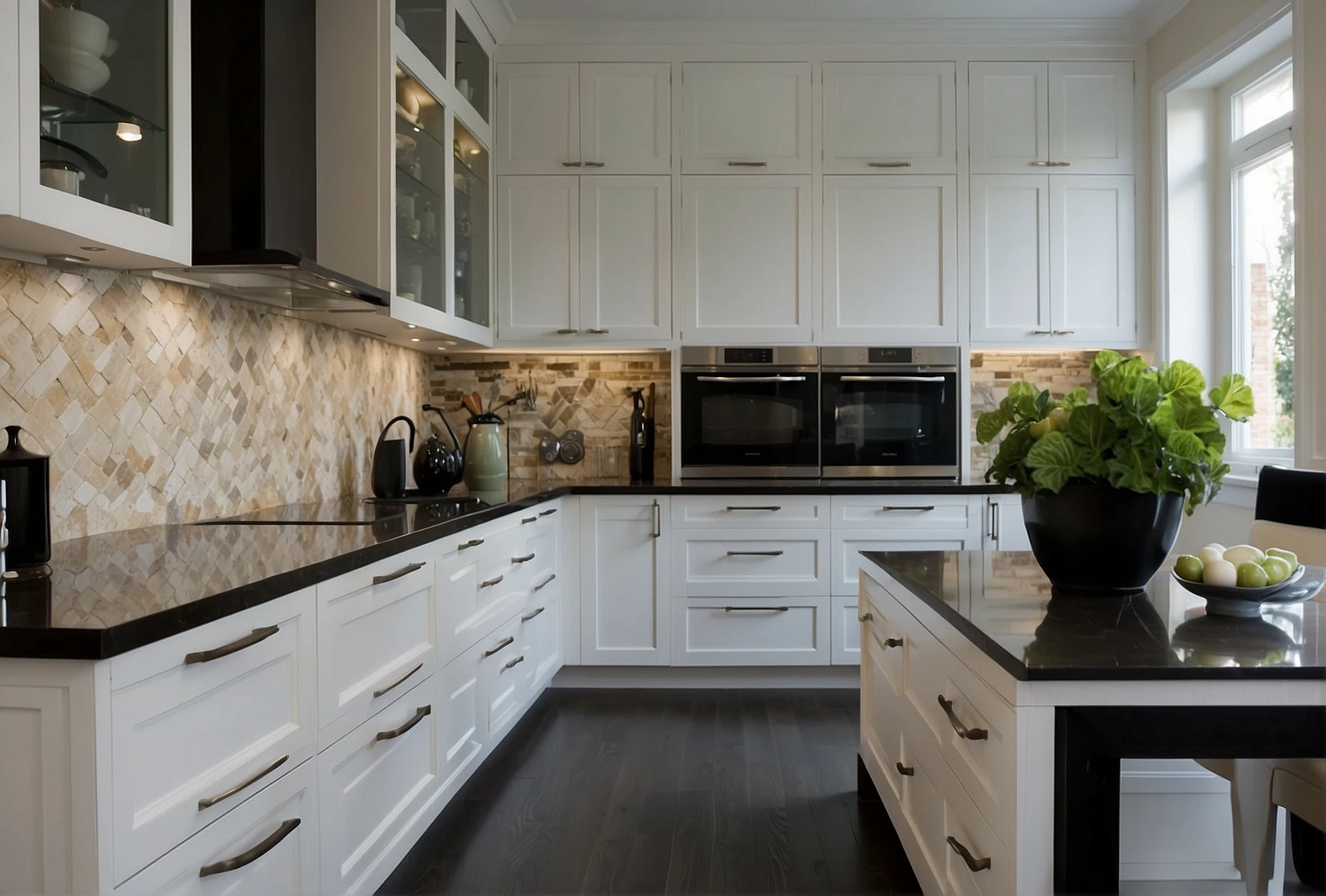 High Contrast Backsplashes For White Cabinets Ideas 2