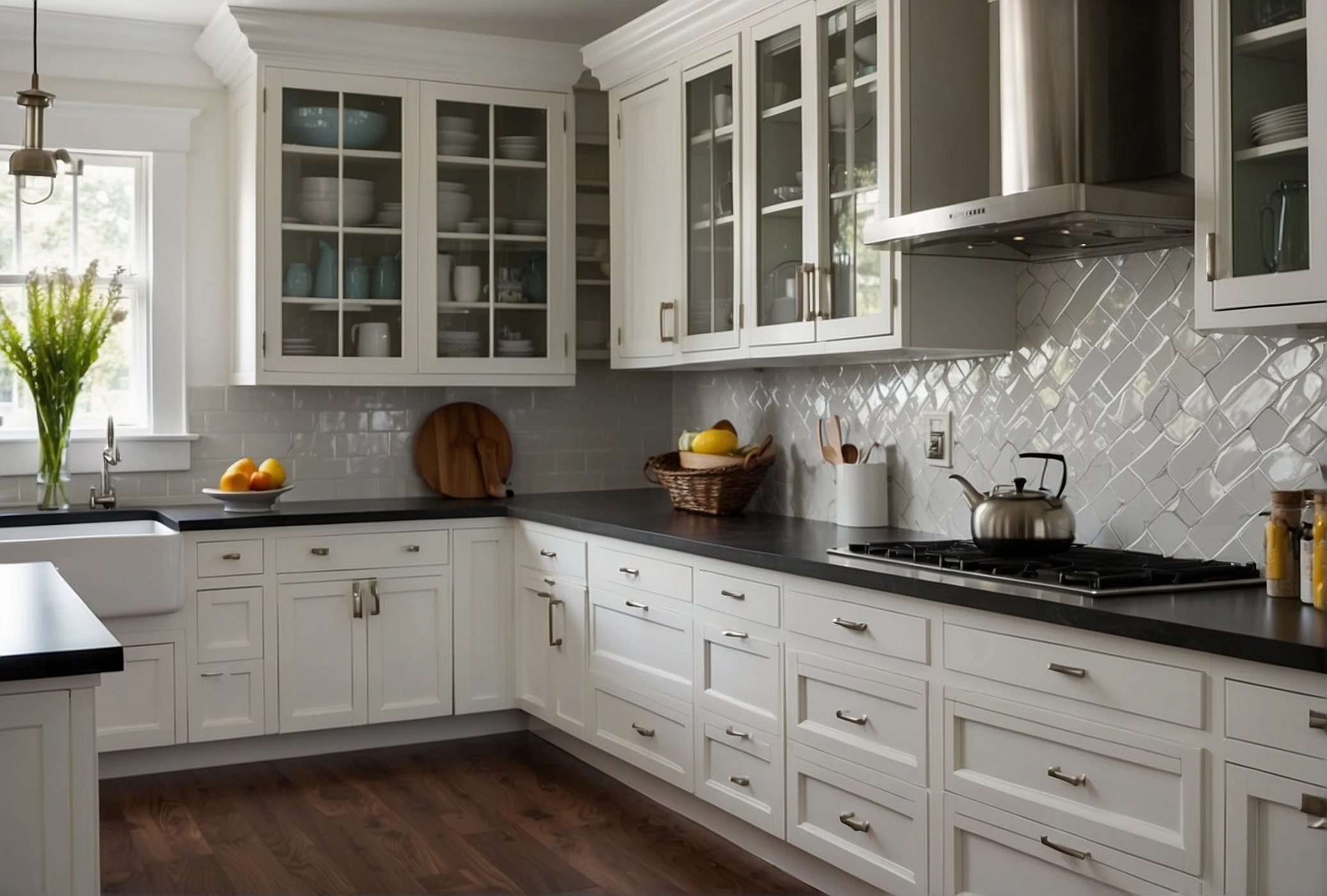 High Contrast Backsplashes For White Cabinets Ideas 3