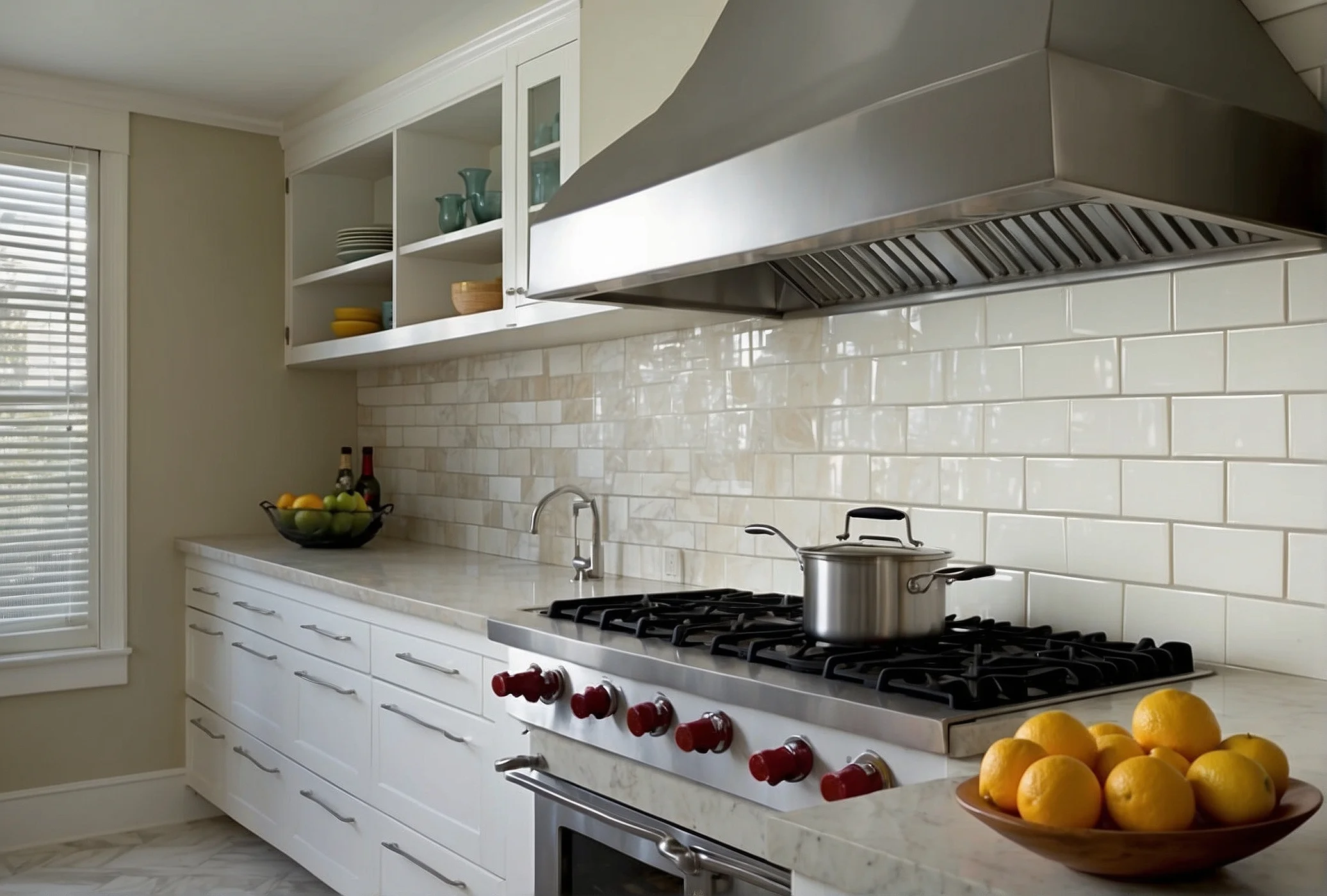 Large Tile Backsplash for White Cabinets Ideas 1