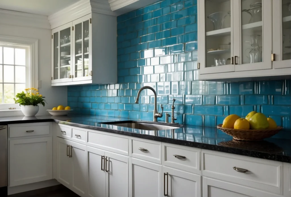 Modern Blue Best Backsplash Color For White Cabinets 2