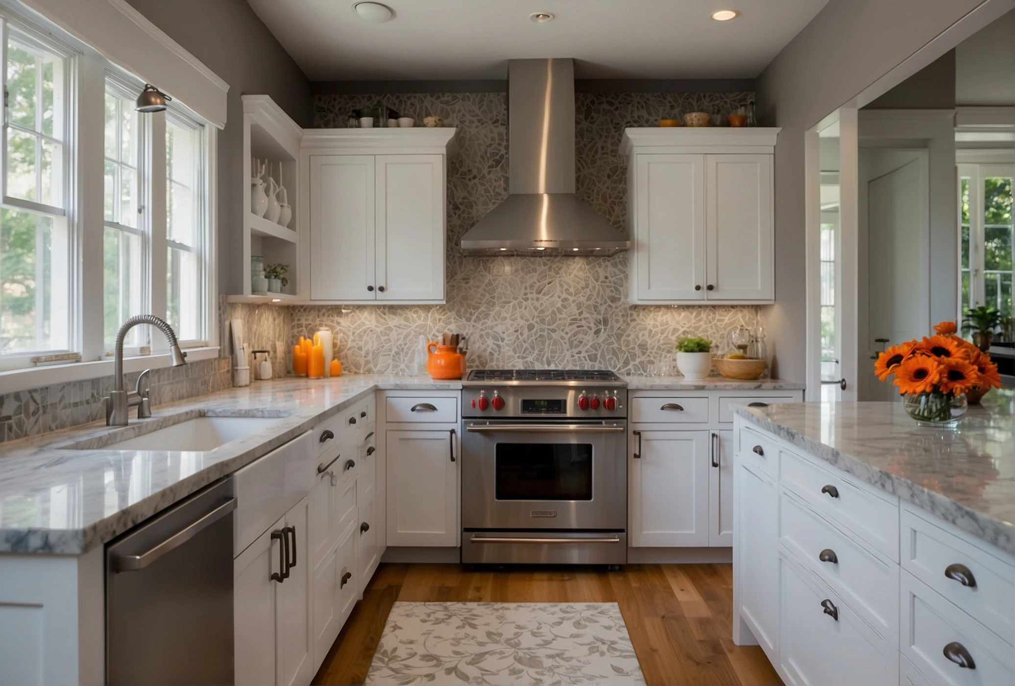 Monochromatic Backsplashes For White Cabinets Ideas 1