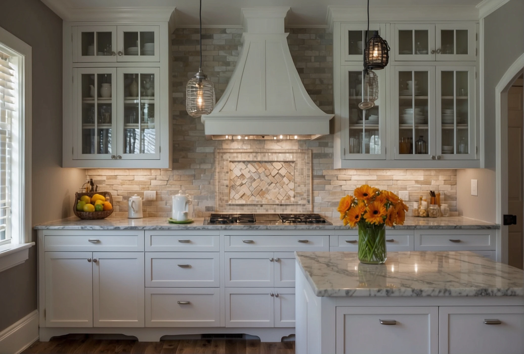 Monochromatic Backsplashes For White Cabinets Ideas 3