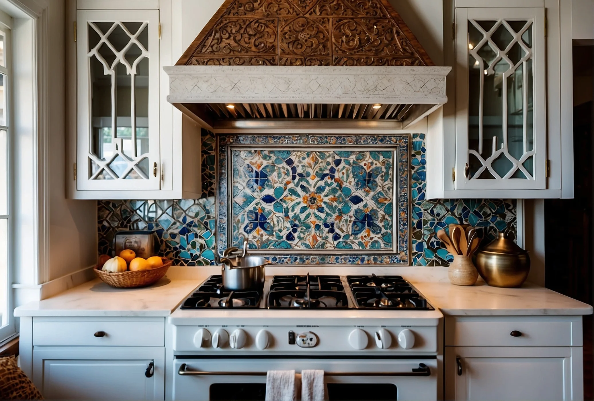 Morrocan Style Backsplash Colors for White Cabinets 1