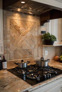 Stone Backsplash Ideas with Versailles Pattern