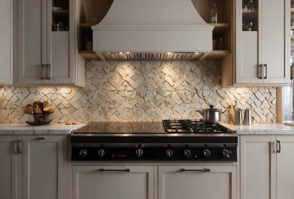 Stylish Backsplash with Off White Cabinets