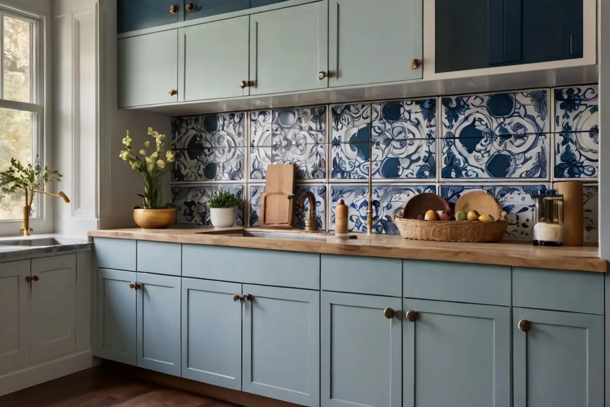 Timeless Backsplash Ideas for Blue and White Kitchen Cabinets 3