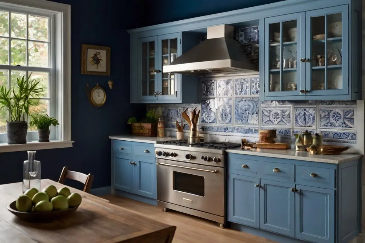 Timeless Backsplash Ideas for Blue and White Kitchen Cabinets 4