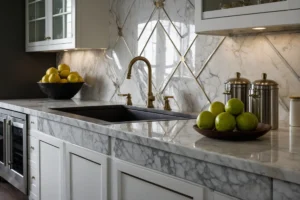 a sophistication to your home with a marble backsplash white cabinets 1