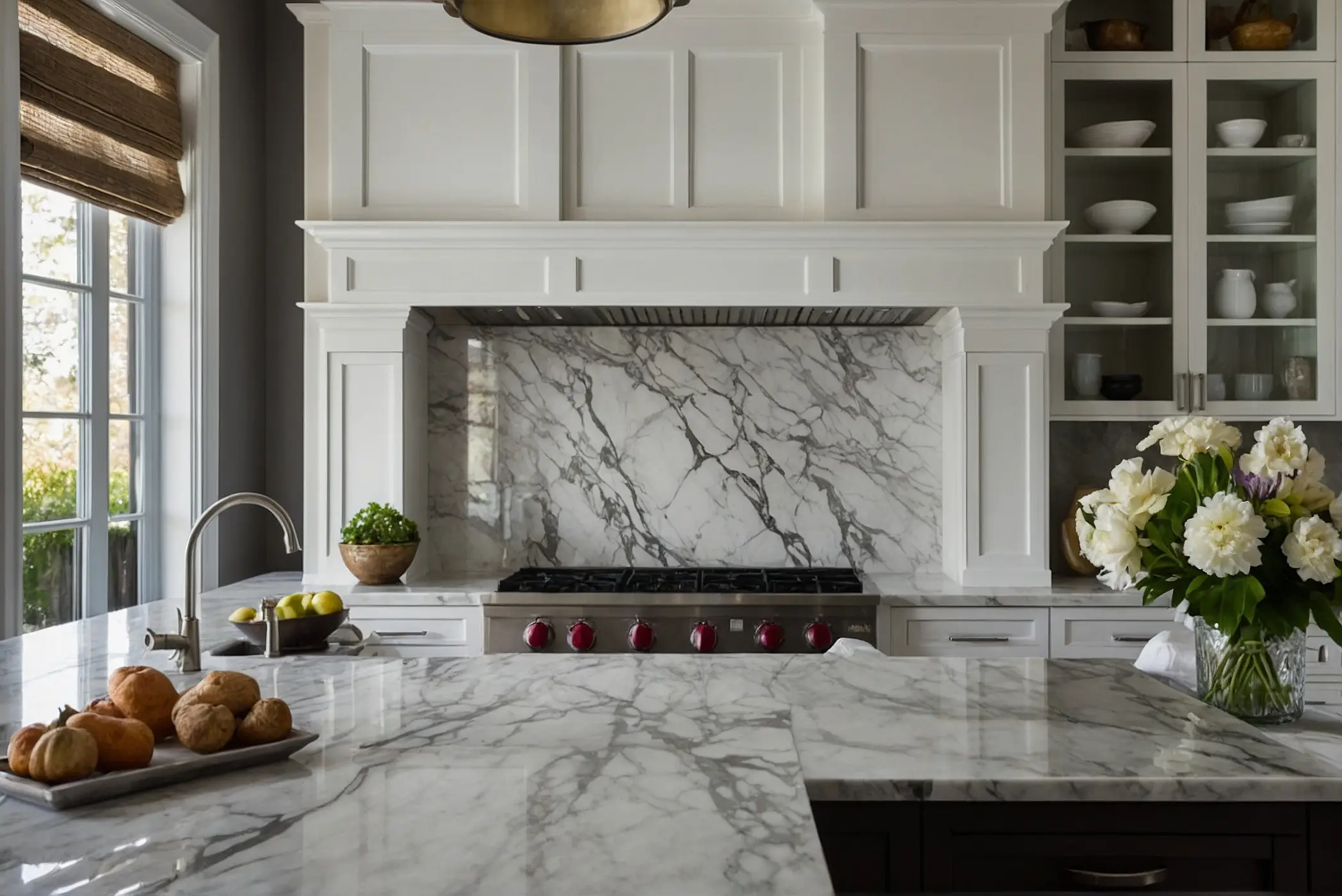 a sophistication to your home with a marble backsplash white cabinets 3