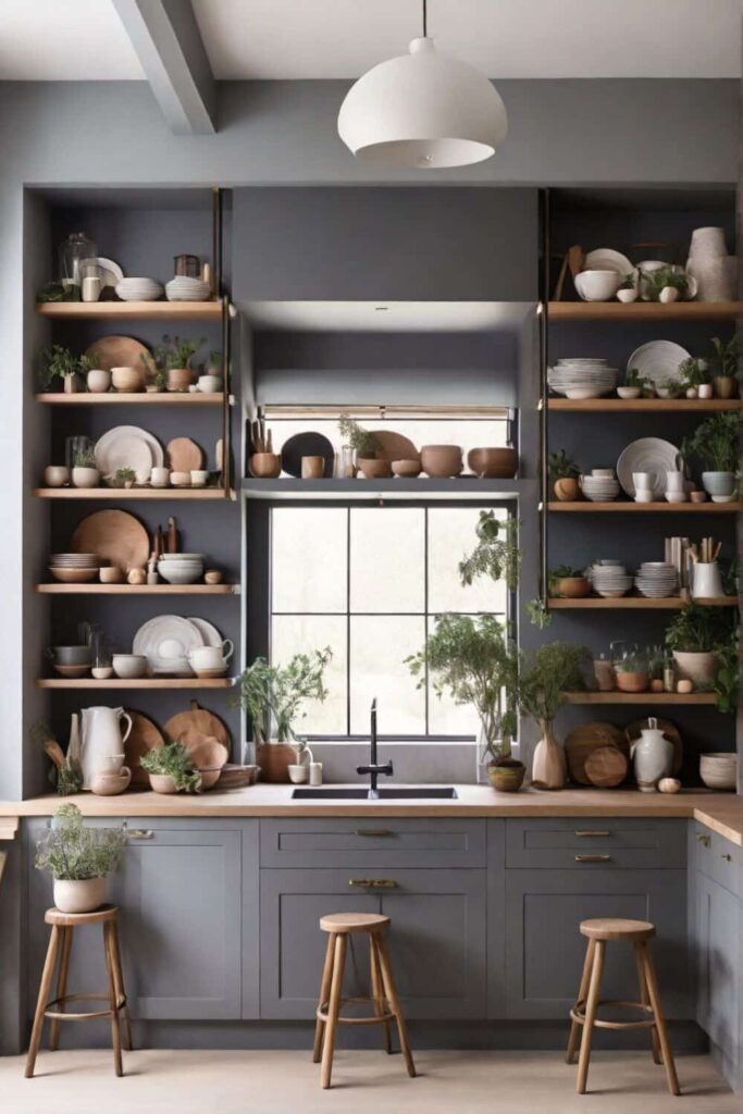 aesthetic kitchen home decor with open shelving 0