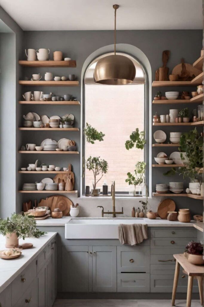 aesthetic kitchen home decor with open shelving 1