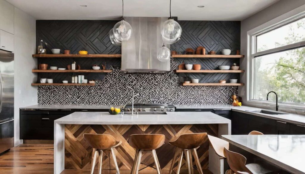 backsplash and countertop ideas in hexagonal art 2