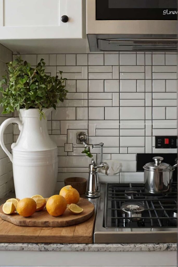 backsplash tile ideas classic subway tiles with dark grout 2