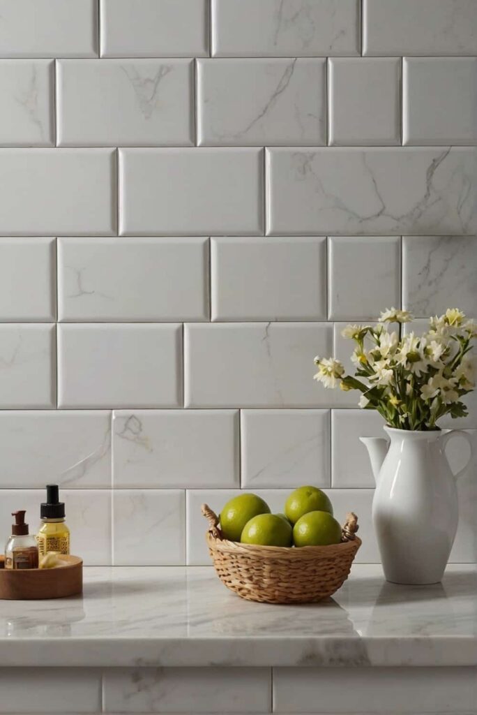 backsplash tile ideas with symmetric glossy white subway tiles for old school charm 1