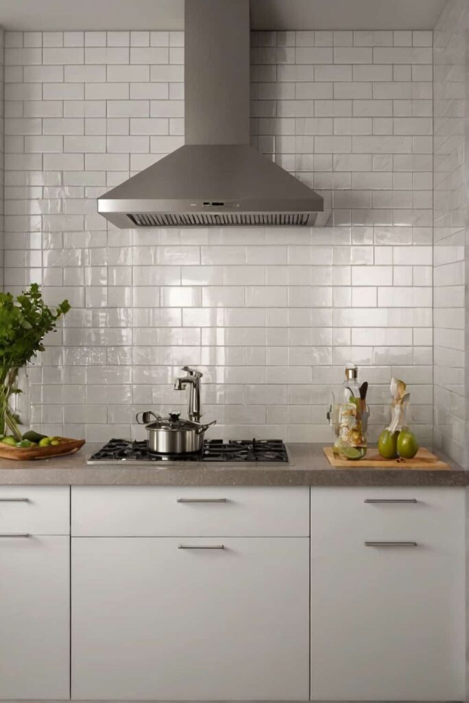 backsplash tile ideas with symmetric glossy white subway tiles for old school charm 2