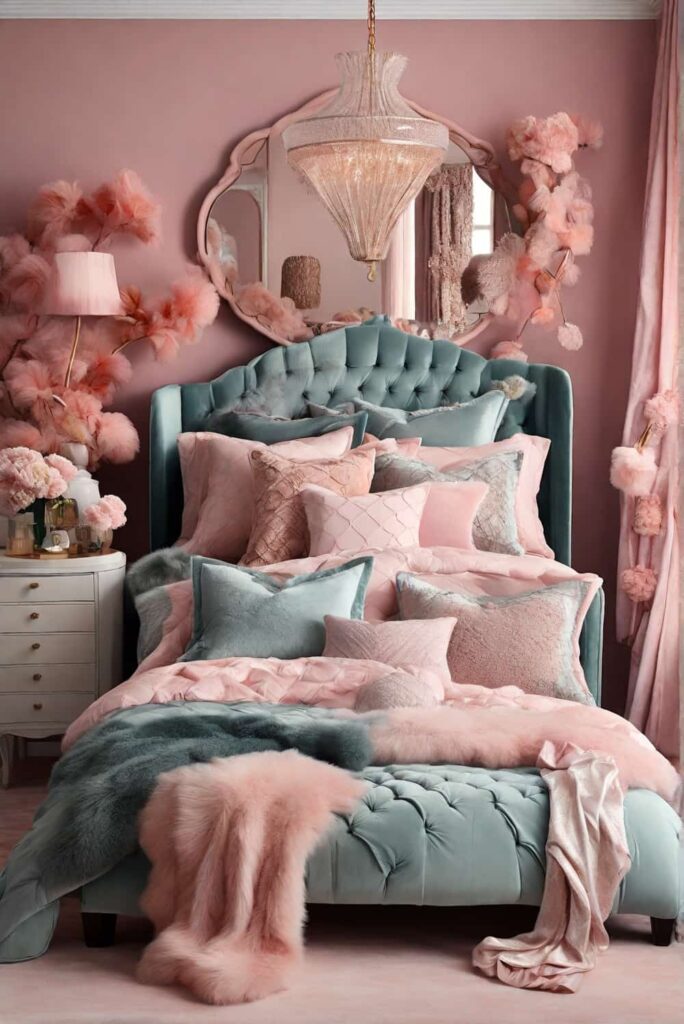 bedroom decor ideas for girls in mixed textures like 2