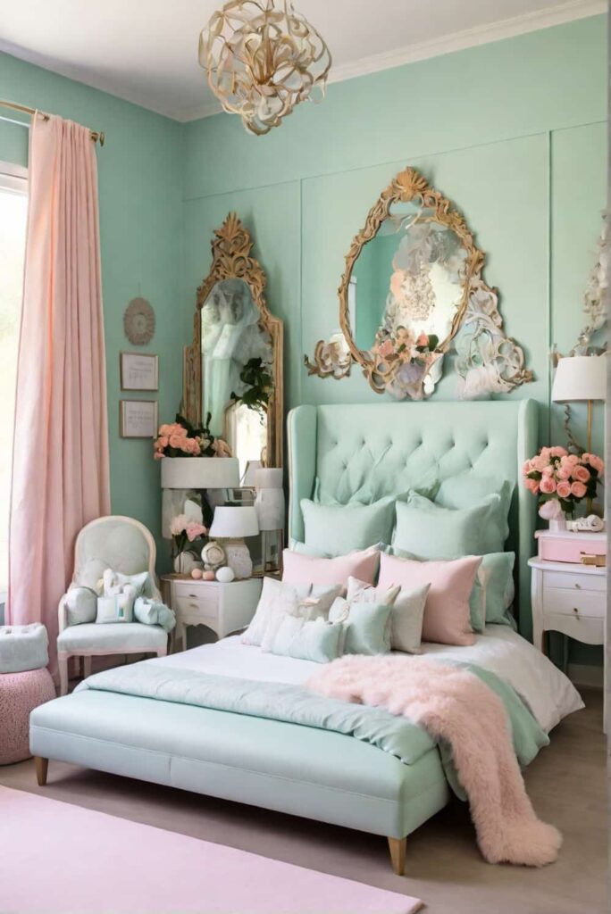 bedroom decor ideas for girls with mint walls 1