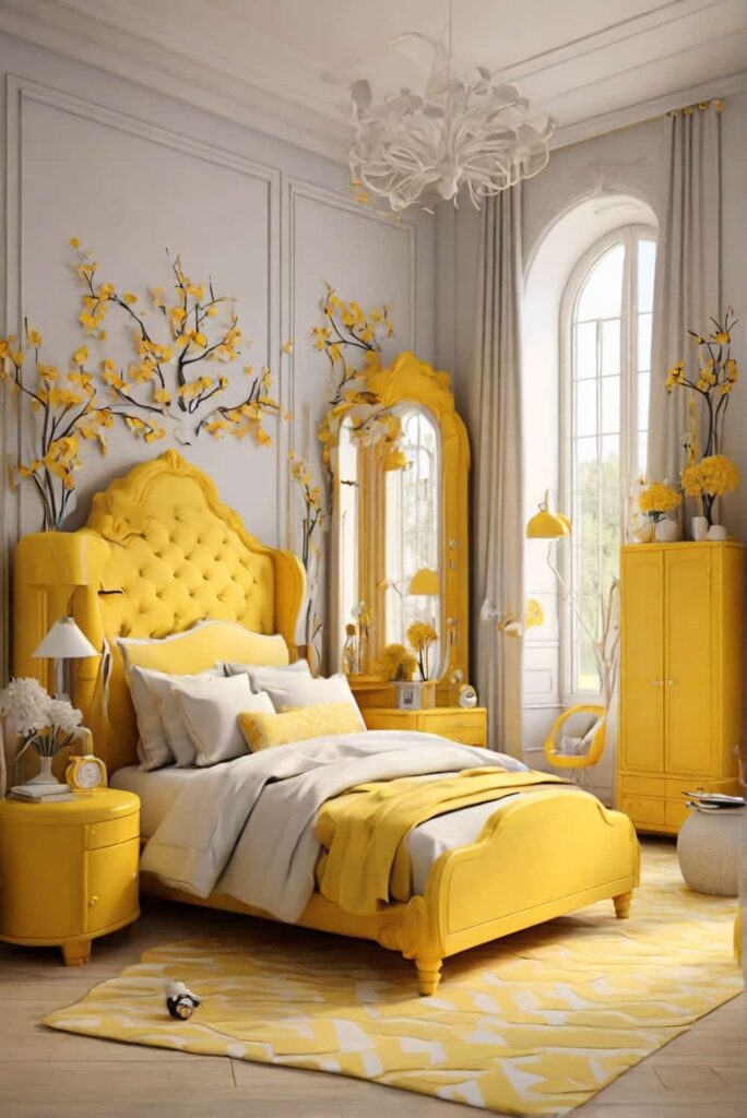 bedroom decor ideas for girls with sunny yellow 0