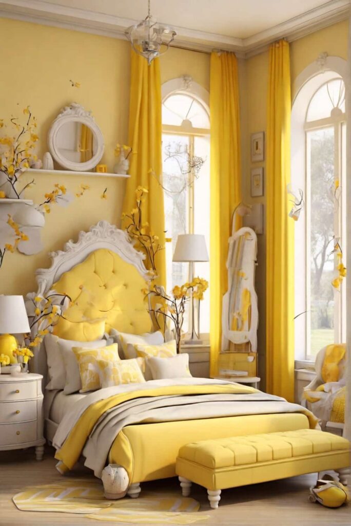 bedroom decor ideas for girls with sunny yellow 1