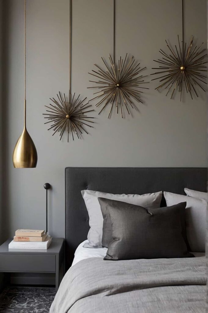 bedroom wall decor ideas hang metal sculptures for modern flair 1