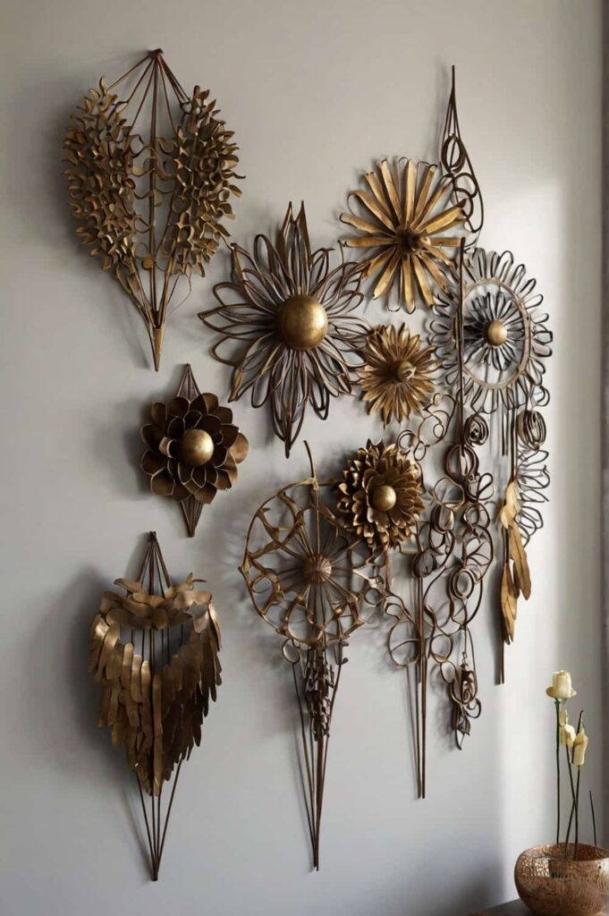 bedroom wall decor ideas hang metal sculptures for modern flair 2