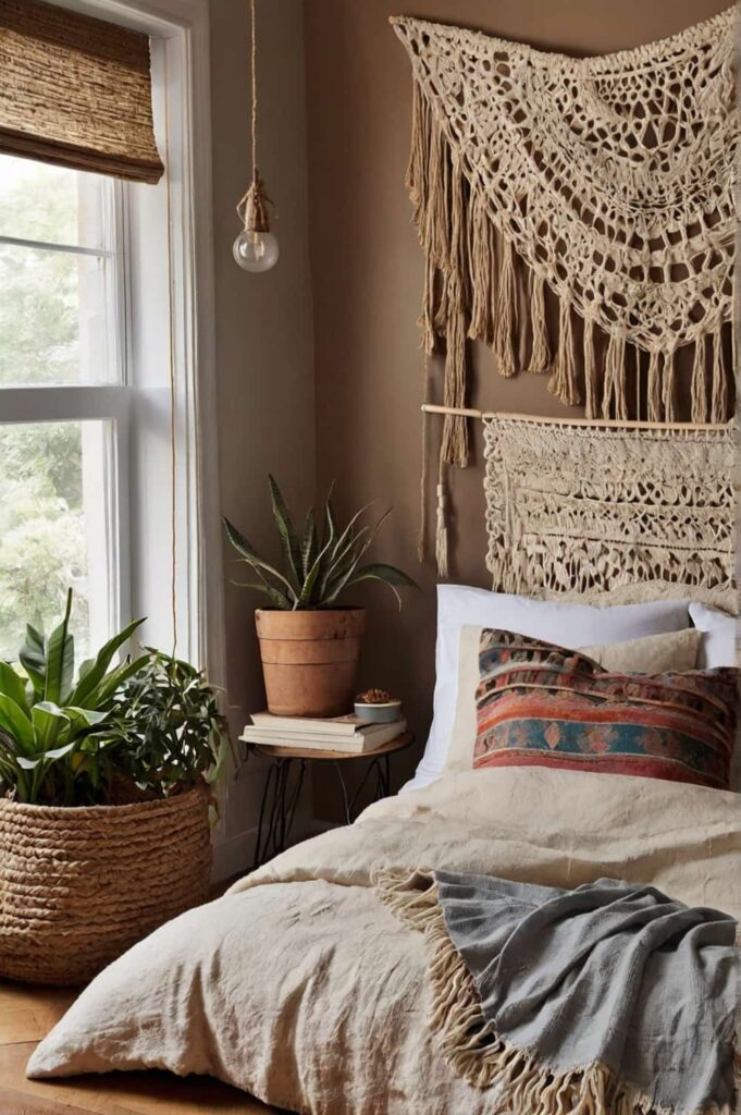 bedroom wall decor ideas mix textures through tapestries 1