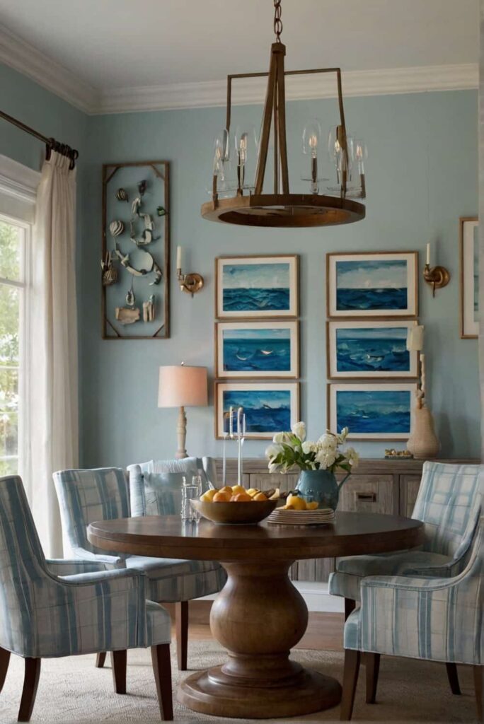 coastal dining room decor ideas dimmed with sconces 0