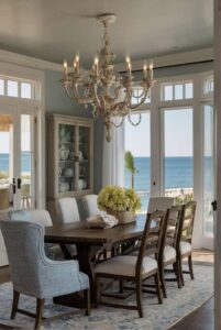 coastal dining room decor ideas dimmed with sconces 1