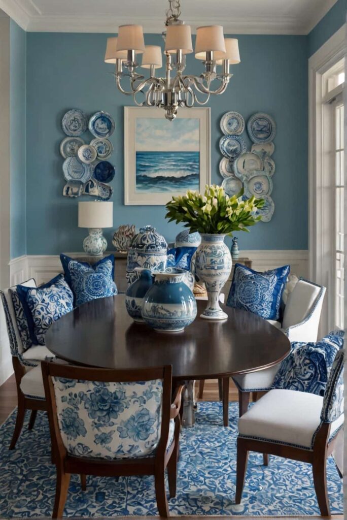 coastal dining room decor ideas in shades of blue 2