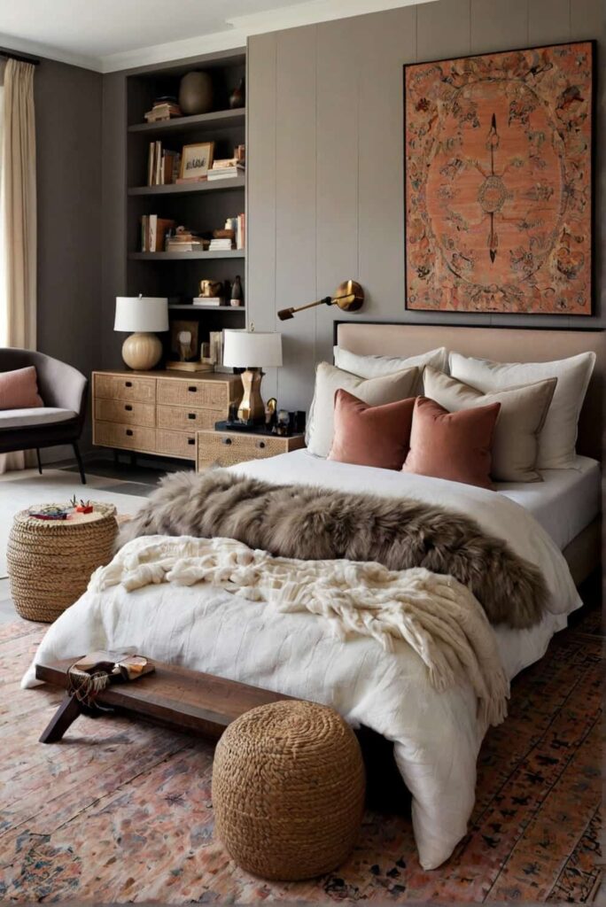 contemporary bedroom ideas in rugs underfoot pillows 1