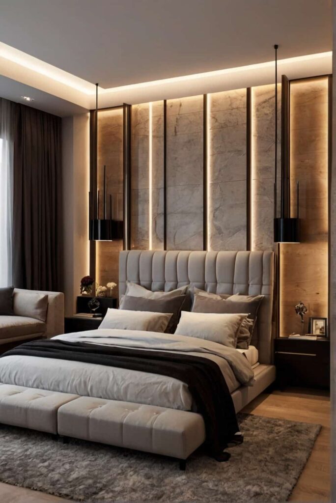 contemporary bedroom ideas with lighting accent sets 0